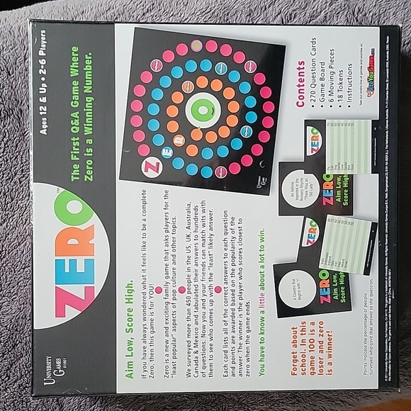 NIB Zero Board Game by University Games - Picture 2 of 2